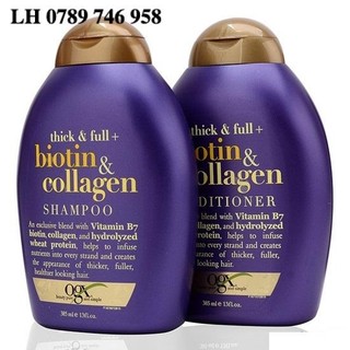 OGX Thick and Full Biotin and Collagen Shampoo & Conditioner - Bộ dầu gội & dầu xả kích thích mọc tóc