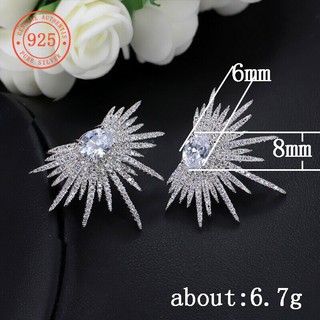 Shefuli bông tai mạ bạc 925 đính đá sang trọng