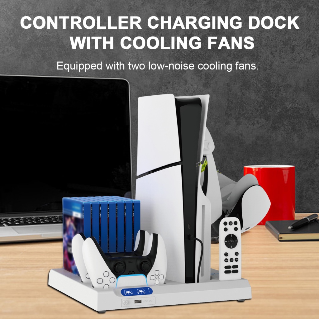 Giá Đỡ + Quạt Tản Nhiệt Làm Mát Và Sạc Nhanh Cho Tay Cầm Chơi game ps5 / p5 slim