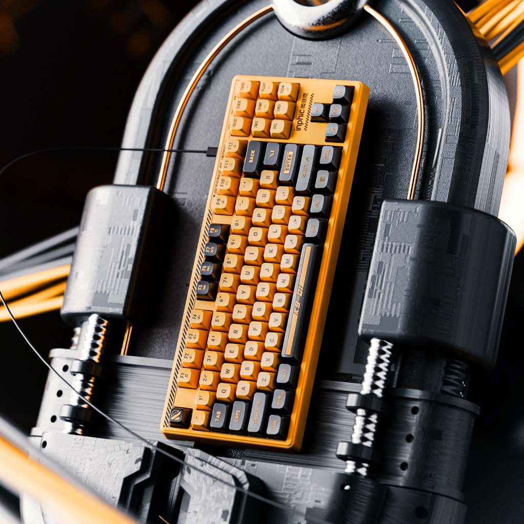Bàn phím văn phòng K901 Inphic chống ồn kết nối cáp rời type C thiết kế 87 phím đèn led Rainbow keycap 3 màu năng động