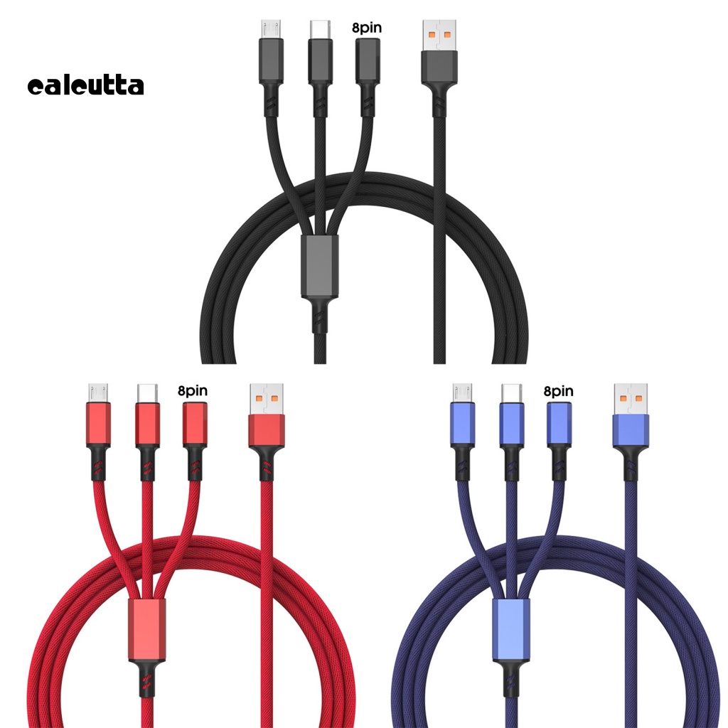 Dây Cáp Sạc Nhanh 5a micro usb / type-c / 8pin 3 Trong 1 Cho Điện Thoại Thông Minh