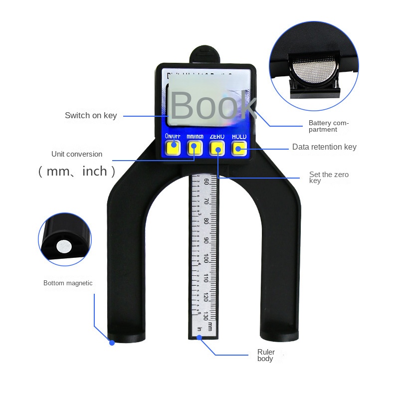 Thước Đo Chiều Cao 2 Trong 1 Màn Hình Kỹ Thuật Số 0-80mm