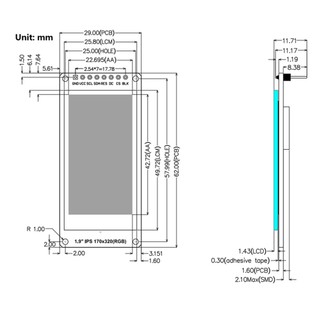 Pcbfun Mô Đun Màn Hình lcd 1.9 "ips 70x320 st7789 us
