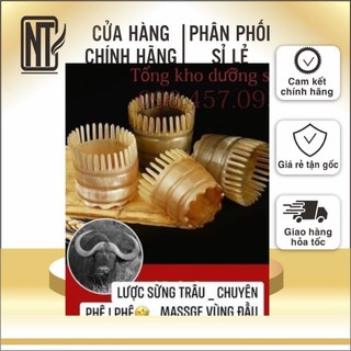 Lược chải tóc, lược sừng trâu massage da đầu dạng tròn cao cấp giảm gãy rụng tóc, tạo cảm giác thoải mái