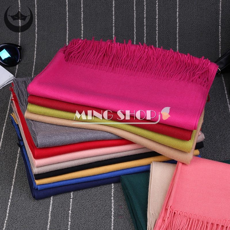 Khăn Choàng Dệt Kim Màu Trơn Với Kích Thước Trung Bình Và Khăn Choàng Cổ Bằng Len cashmere Ấm Áp Cho Nữdo