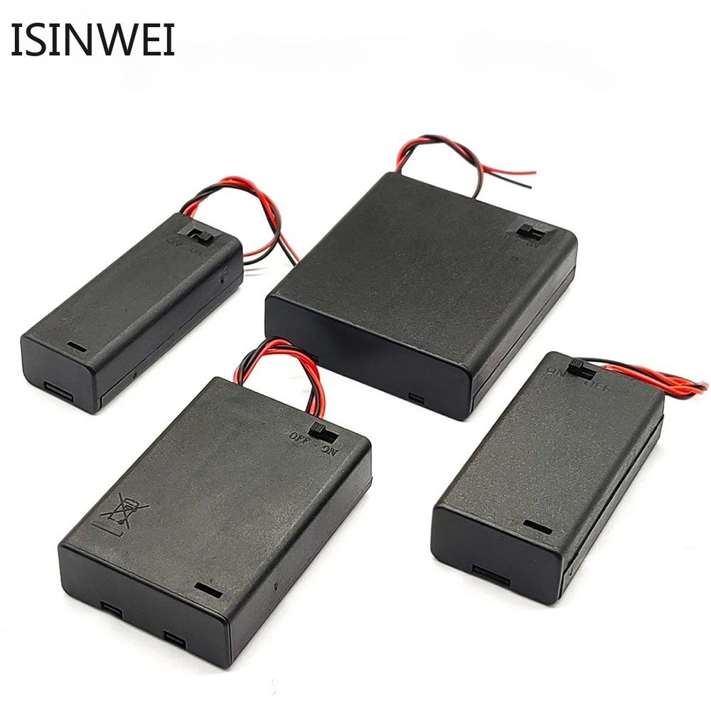 Hộp Đựng Pin 1 / 2 / 3 / 4 Ngăn 1.5v / 3v / 4.5v / 6v abs Aaa Kèm Nắp Vặn Ốp