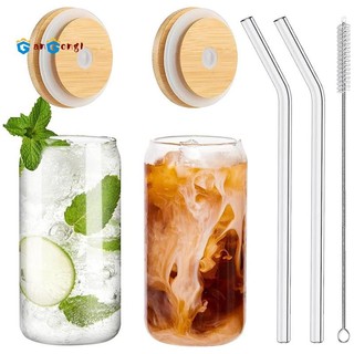 Bộ 2 cốc thủy tinh uống nước 16oz có nắp và ống hút