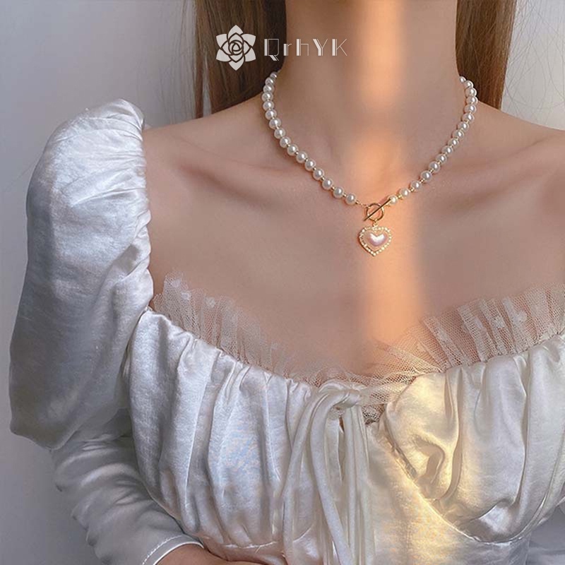 Vòng cổ Mặt Hình Vỏ Sò Đính Ngọc Trai Thanh Lịch Cho Nữ Mới