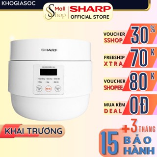 Nồi cơm điện Sharp mini 1L 600W Chính hãng [Hẹn giờ, mâm nhiệt 3D, 6 chức năng nấu] KS-COM100DV-WH - SSHOP OFFICIAL