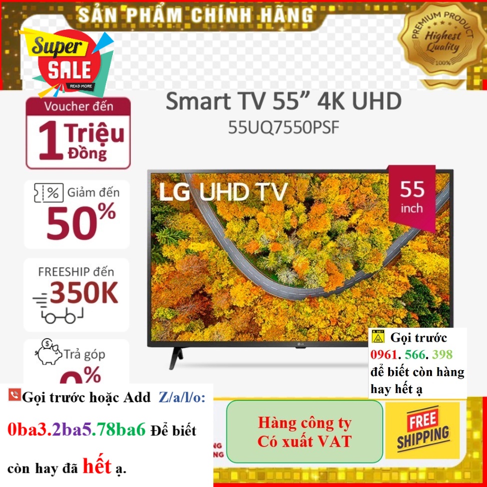 Hãng> [ Smart UHD Tivi LG 55 inch 55UQ7550PSF - Miễn phí lắp đặt ] |