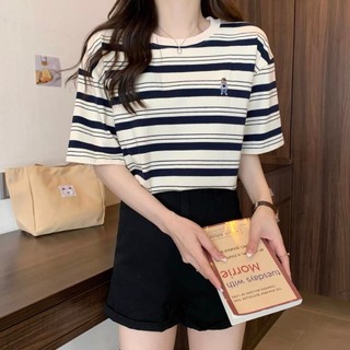 Áo baby tee thun nữ ôm body thêu gấu cổ tròn phong cách basic MA181 SG
