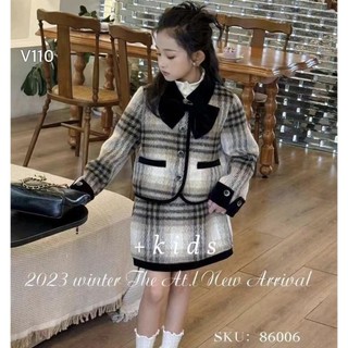 Set dạ kẻ 2 màu siêu xinh cho bé
