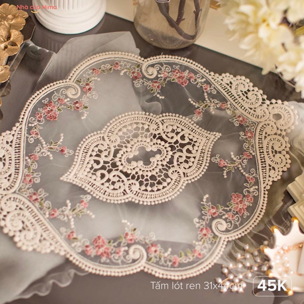 Tấm lót ren vintage, decor, lót lọ hoa, vải ren cao cấp