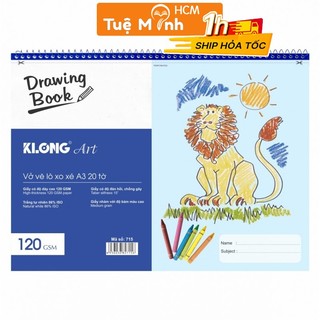 Vở phác thảo lò xo xé 120gsm MS 715, sổ vẽ Klong A3+ 20 tờ mỹ thuật tiện lợi