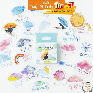 Hộp nhãn dán sticker thời tiết 46 hình siêu dễ thương trang trí STI48