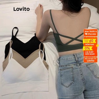 Áo ngực Lovito dệt kim sọc gân màu trơn thường ngày cho nữ L50AD047 (Màu kaki/ trắng/ xanh lá/ đen)