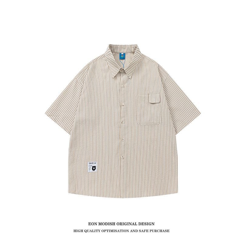 Mint Cat Unisex Mùa Hè 2024 Sản Phẩm Mới Real Shot American Retro Rời Áo Sơ Mi Tay Ngắn