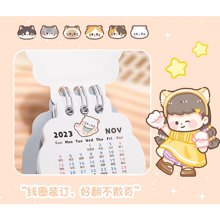 Lịch Để Bàn 2024 mini Họa Tiết Hoạt Hình Dễ Thương