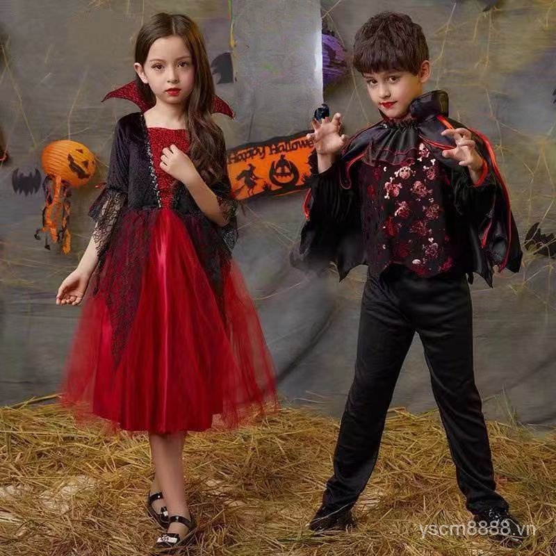Bộ Đồ Hóa Trang Phù Thủy Ma Cà Rồng Cho Bé Gái Dịp halloween