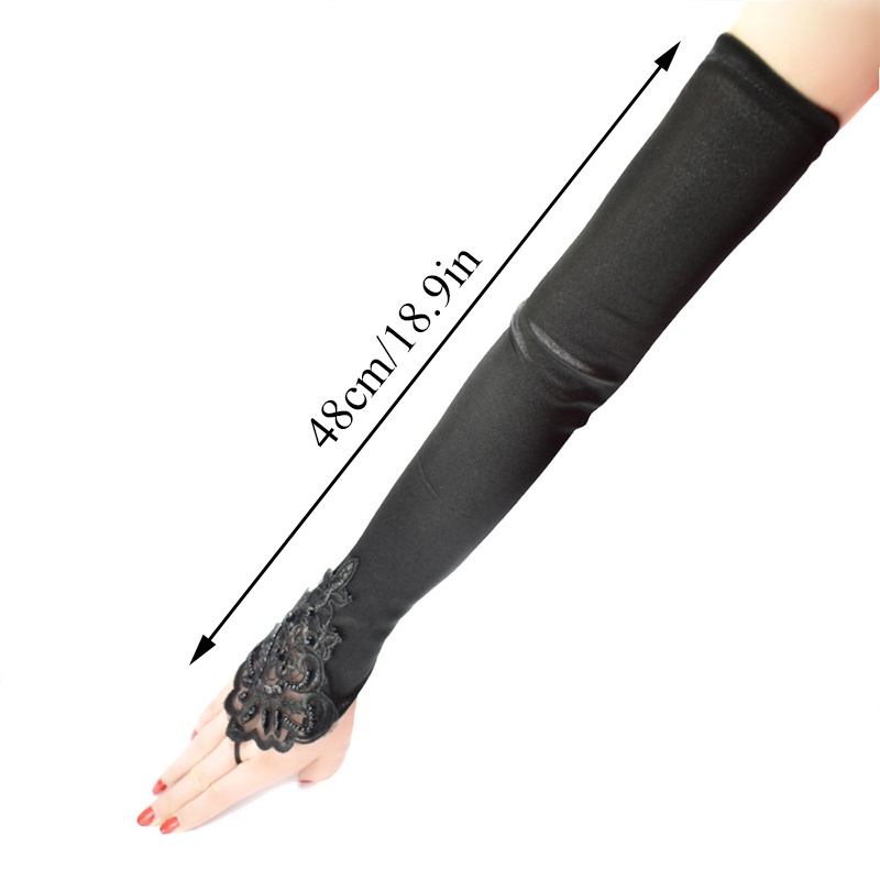 1 Đôi Găng Tay Ren Thêu Hoa 48cm Thời Trang