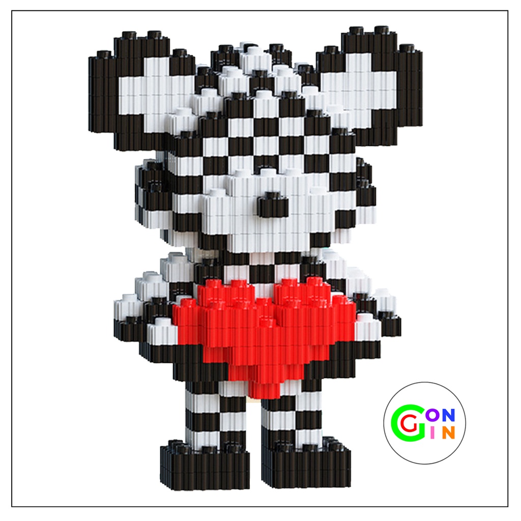 Đồ chơi lắp ráp Bearbrick gấu ôm tim mini cho bé trẻ em thông minh Gon Gin