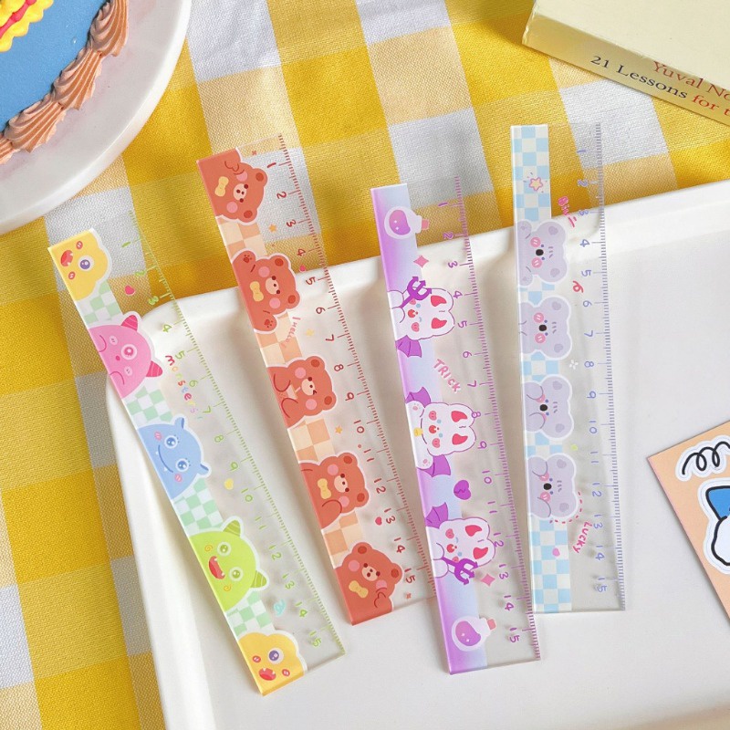 Thước Thẳng Đo Lường 15cm Họa Tiết Hoạt Hình Dễ Thương Cho Học Sinh YD