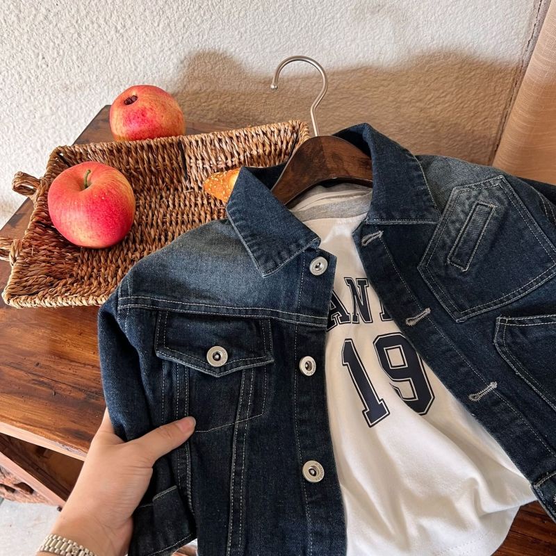 Áo Khoác denim Màu Sắc gradient Phong Cách Hàn Quốc Cho Bé Trai