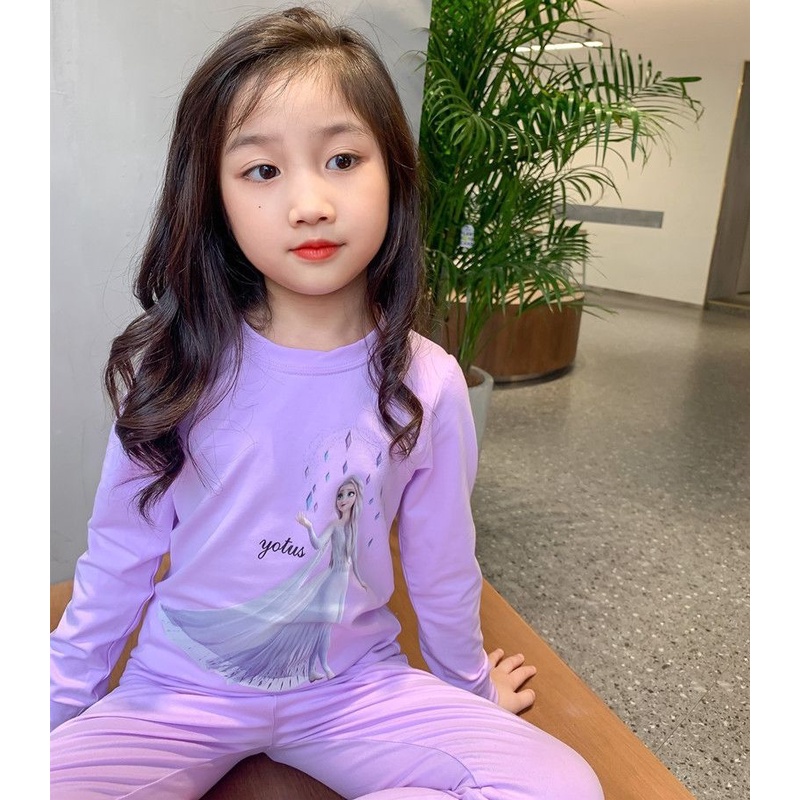 Bộ Đồ Ngủ cotton Tay Dài Dễ Thương Cho Bé Gái