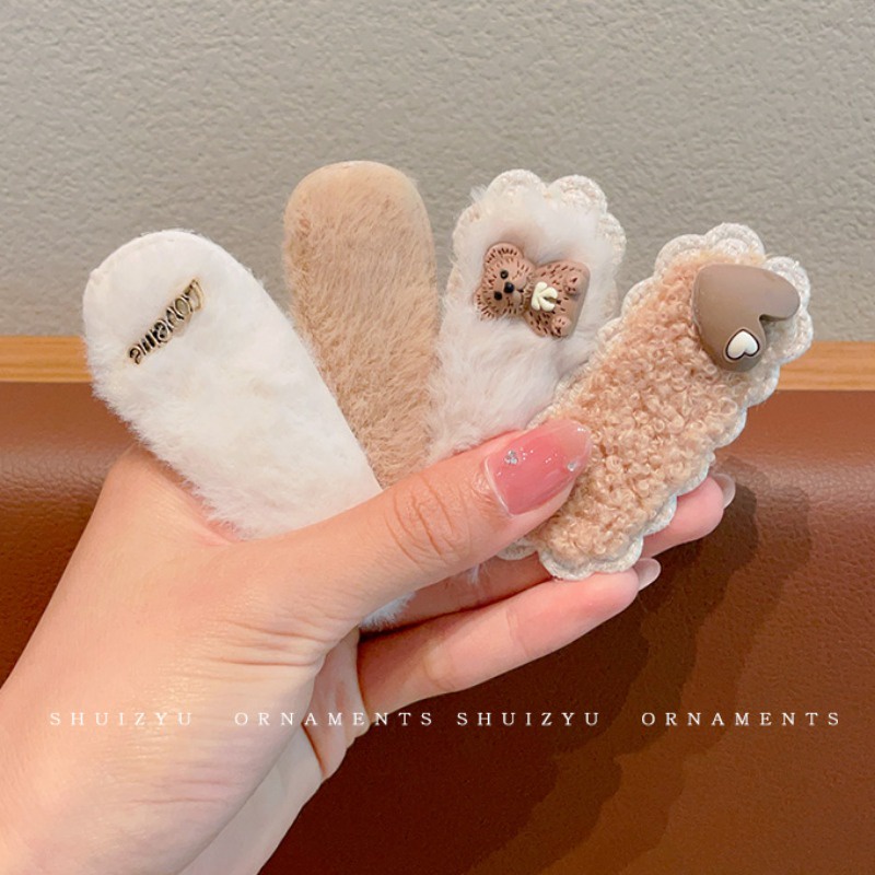 Kẹp Tóc Mái Bằng Lông Nhung Dễ Thương Thời Trang Hàn Quốc Cho Bé Gái