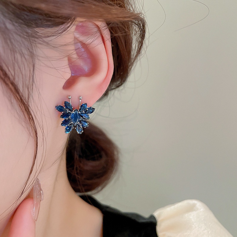 Bông Tai Bạc Hình Bướm Đính Đá zircon Đơn Giản Thời Trang