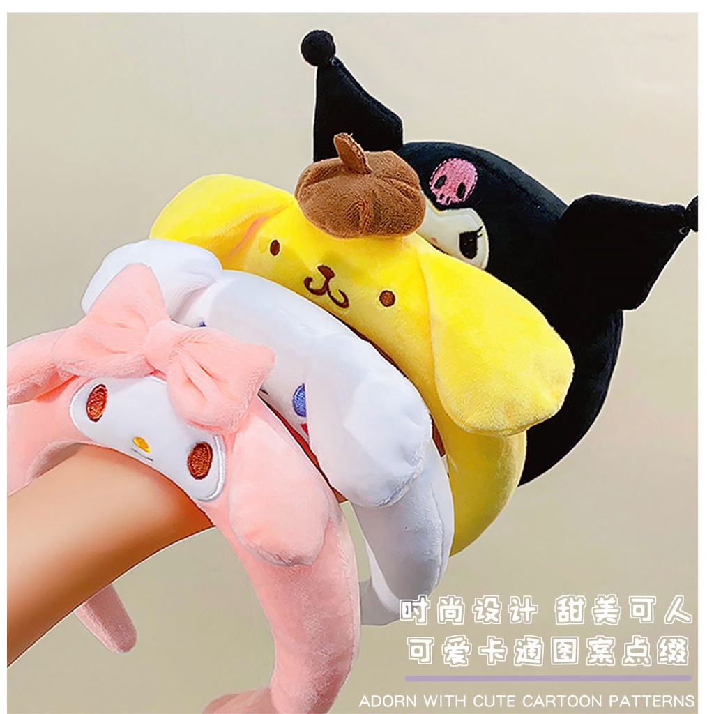 Sanrio Dây Cột Tóc Hình melody / Cún cinnamon Nhồi Bông Bản Rộng Dễ Thương Cho Bé Gái