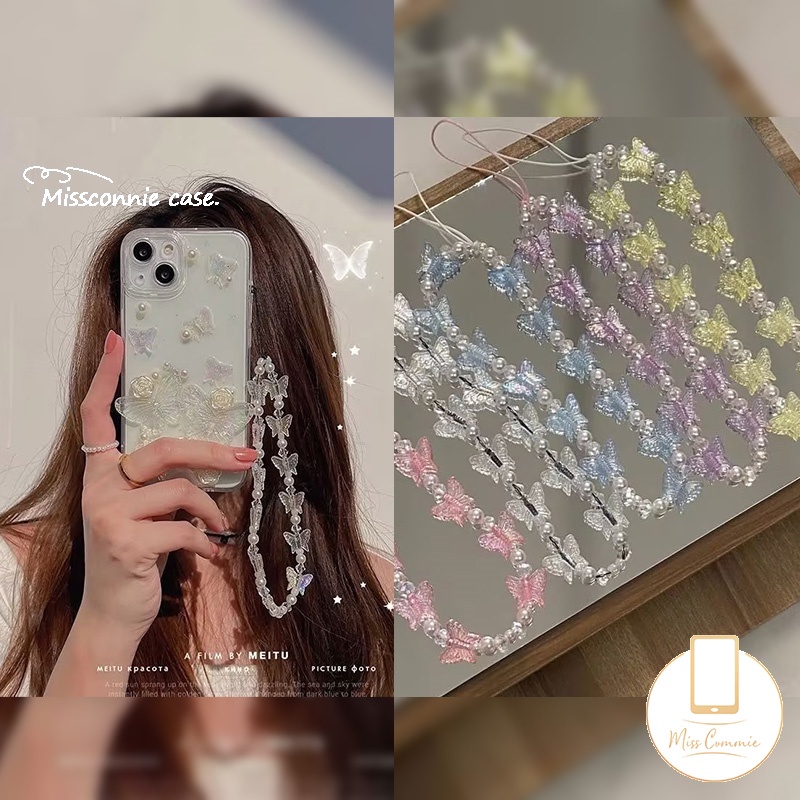 Ốp Điện Thoại Trong Suốt Màu Kẹo Kèm Dây Đeo Chuỗi Hạt diy Cho iphone oppo vivo xiaomi samsung realme