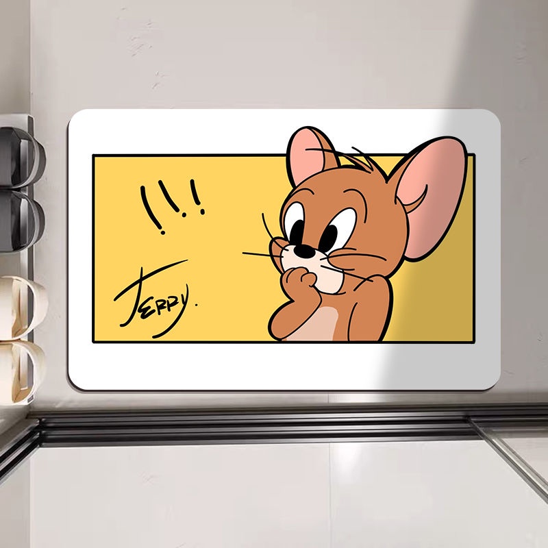 Thảm Chùi Chân Mềm Mại Thấm Hút Nước Chống Trượt Hình tom Và jerry