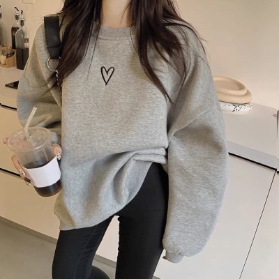 Áo sweater Áo nỉ dài tay Áo Thun Nỉ Tay Dài Cổ Tròn Dáng Rộng In Hình Cô Gái Phong Cách Thời Trang