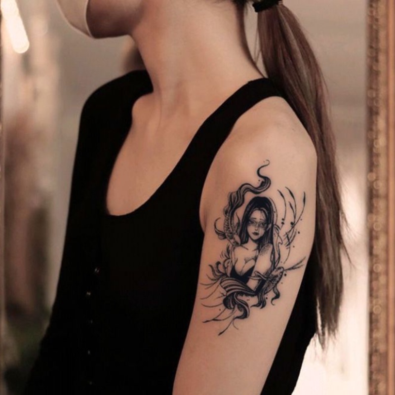 Hình Xăm Giả Bằng Sứ Chống Thấm Nước Bền Màu Suốt 15 Ngày Hình Cô Gái Trong Đêm