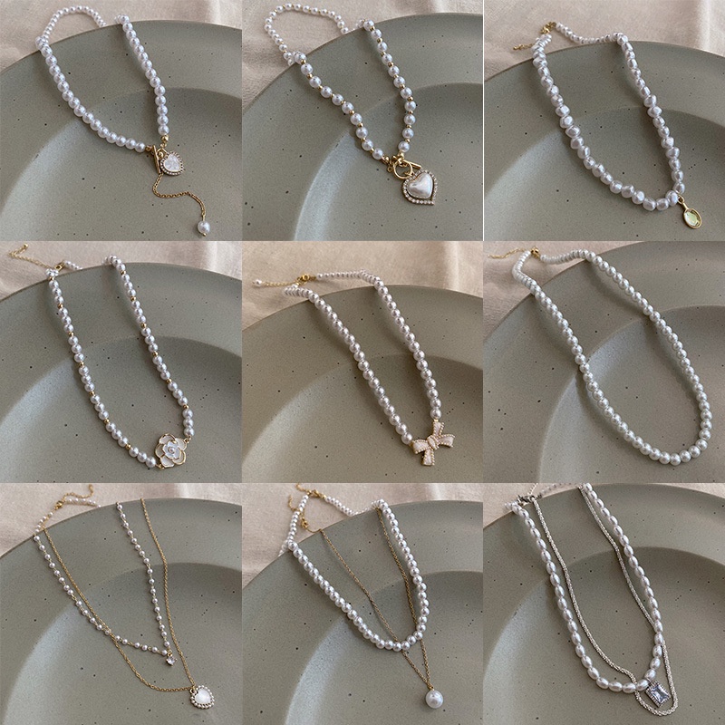 Vòng cổ Mặt Hình Hoa Hồng Và Bướm Đính Ngọc Trai Thời Trang Cho Nữ