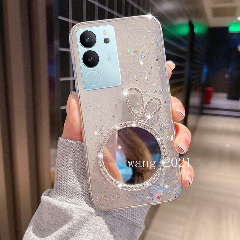 Ốp Điện Thoại Mềm Có Gương Trang Điểm Hình Vương Miện vivo v29 5g vivo v29e v29 pro y27 y78 y36 5g 4g 2023 vivov29 5g