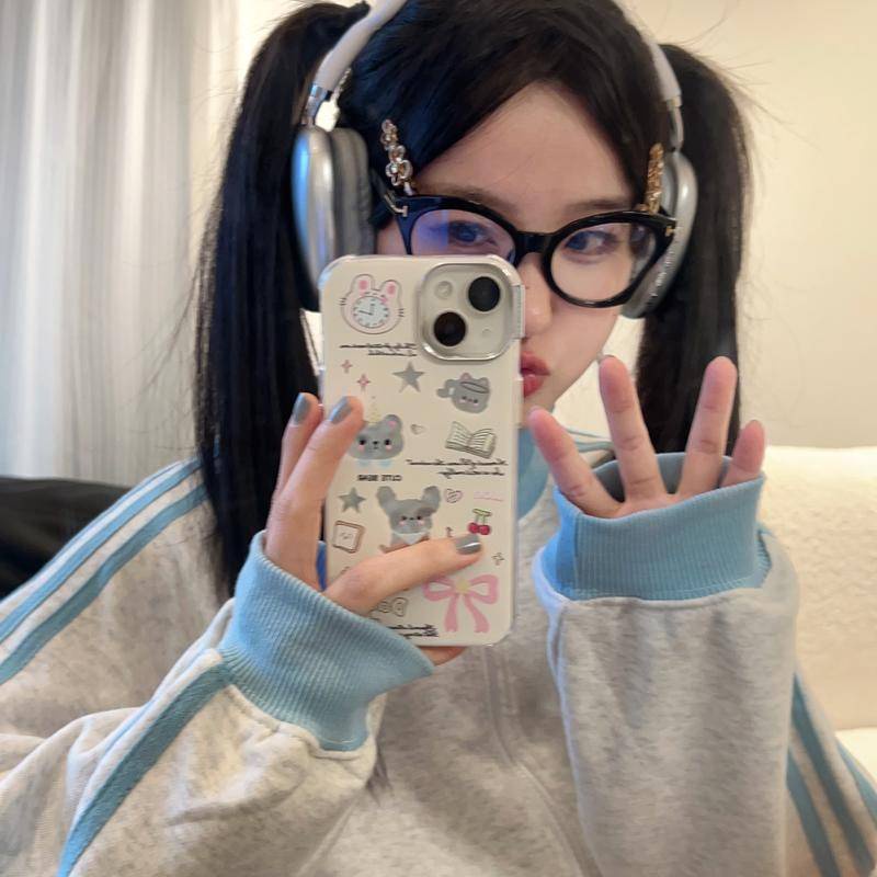 Ốp Điện Thoại Chống Tia uv Hình Động Vật Hoạt Họa Có Dây Đeo Cho iphone 15 pro max 14 pro 13 pro max 12 pro iphone 11