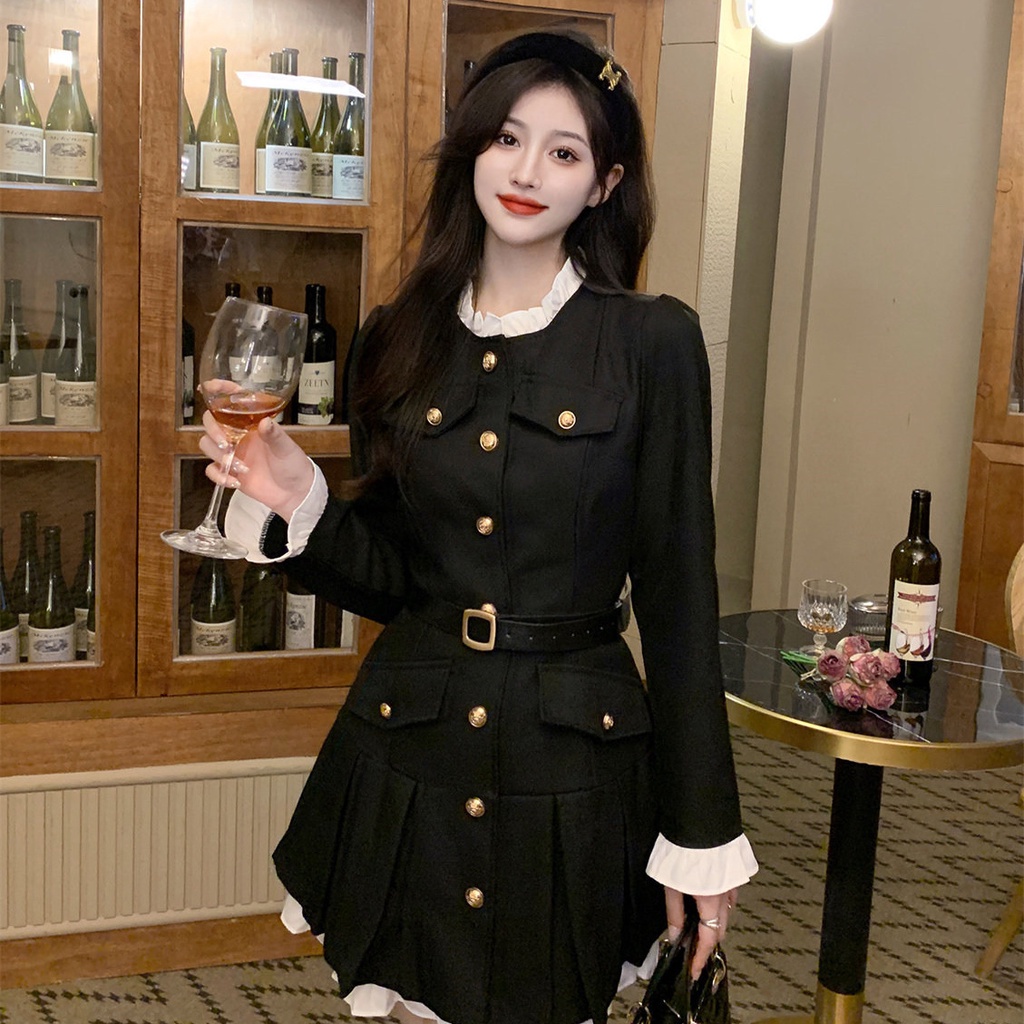 Plus Đầm Ngắn Dáng Ôm Phong Cách Pháp Thời Trang Mùa Thu Cho Nữ