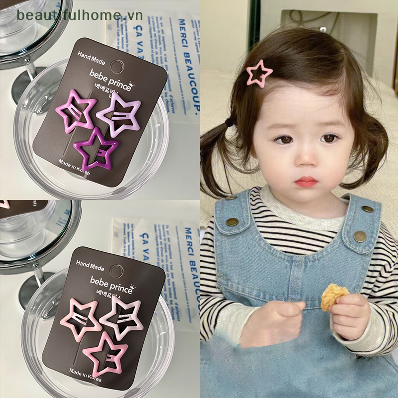 Bộ 3 Kẹp Tóc bb y2k Bằng Kim Loại Hình Ngôi Sao Nhiều Màu Dễ Thương Cho Nữ