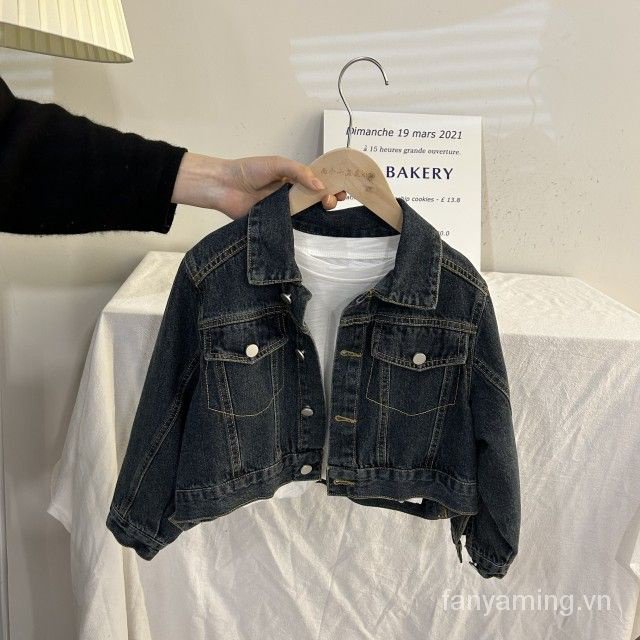 Bộ Áo Khoác jeans denim + Quần jeans Phong Cách Phương Tây Thời Trang Xuân Thu Cho Bé Gái xmyf