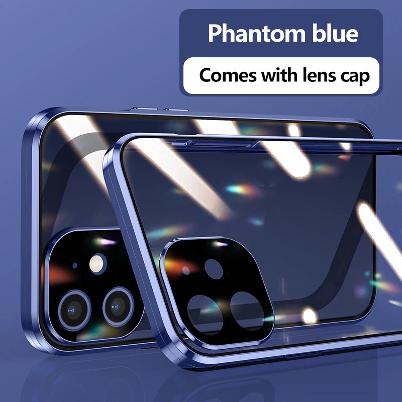 Ốp Điện Thoại Kính Cường Lực Hai Mặt Khóa Nam Châm Cho iphone 15 pro max / 15 pro / 15 plus / 15 / 14 / 14 pro / 14 plus / 14 promax