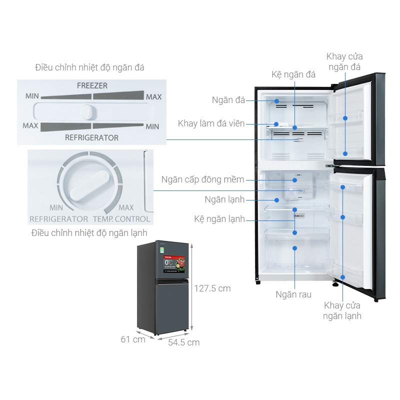 GR-RT234WE-PMV - Tủ lạnh Toshiba Inverter 180 lít GR-RT234WE-PMV - giao miễn phí HCM  - Mới 100%