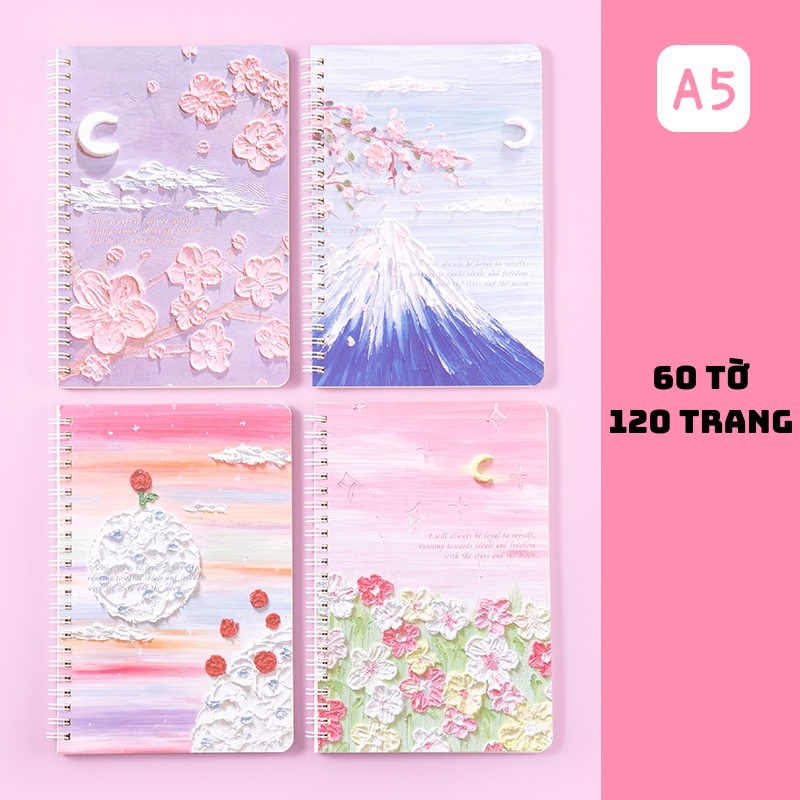 Vở lò xo kép kẻ ngang kích thước A5 tiêu chuẩn 60 trang nhiều mẫu đáng yêu - Ngẫu nhiên