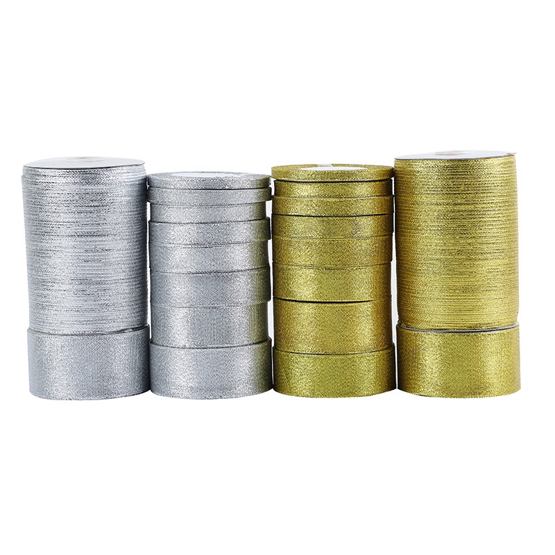 Cuộn Dây Ruy Băng Màu Vàng / Bạc Dùng Trang Trí Giáng Sinh