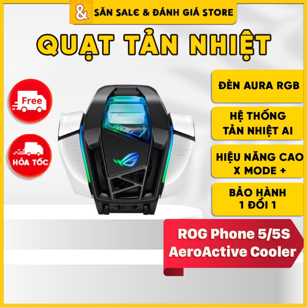 Quạt Tản nhiệt Điện thoại ROG Phone 5/5S, 6 AeroActive Cooler (BH Lỗi 1 Đổi 1) - Tản Nhiệt AI, Chế Độ X MODE +