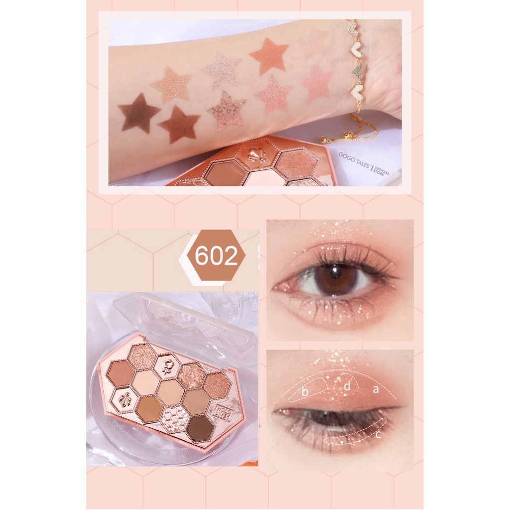 Phấn mắt nội địa trung Hold Live chính hãng Bảng mắt Chamm nhiều màu có nhũ chống thấm nước HoneyComb cao cấp HL506 .