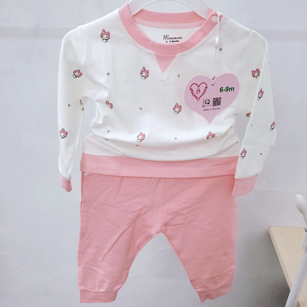 Bộ quần áo dài tay Mom Mom Avaler cổ tròn cúc vai điều hòa 4 mùa thu đông cotton modal bé trai bé gái 9m- 4 tuổi