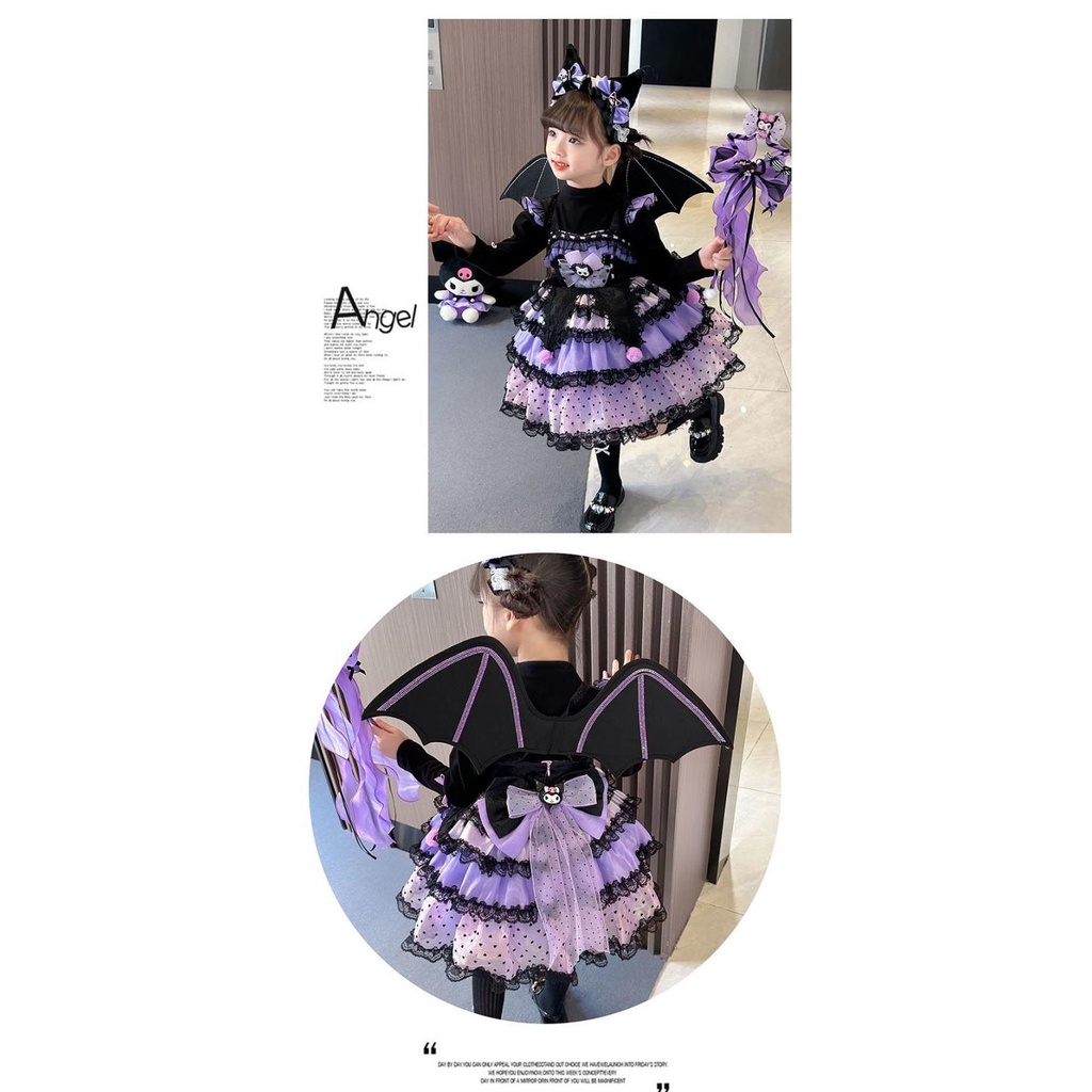 Kuromi Đầm lolita Dáng Dài Xinh Xắn Theo Phong Cách Thu Đông Dành Cho Bé