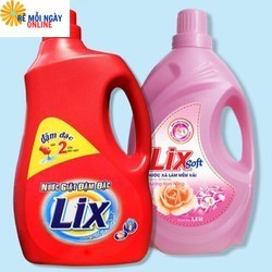 Combo can nước giặt lix 3,6kg đỏ đậm đặc +nước xả lix 3,8 kg hương hoa hồng